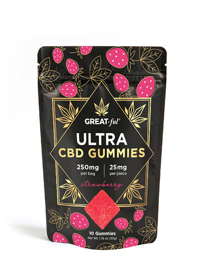 GREATful Ultra Gummies (250mg) - Strawberry 10ct pouch